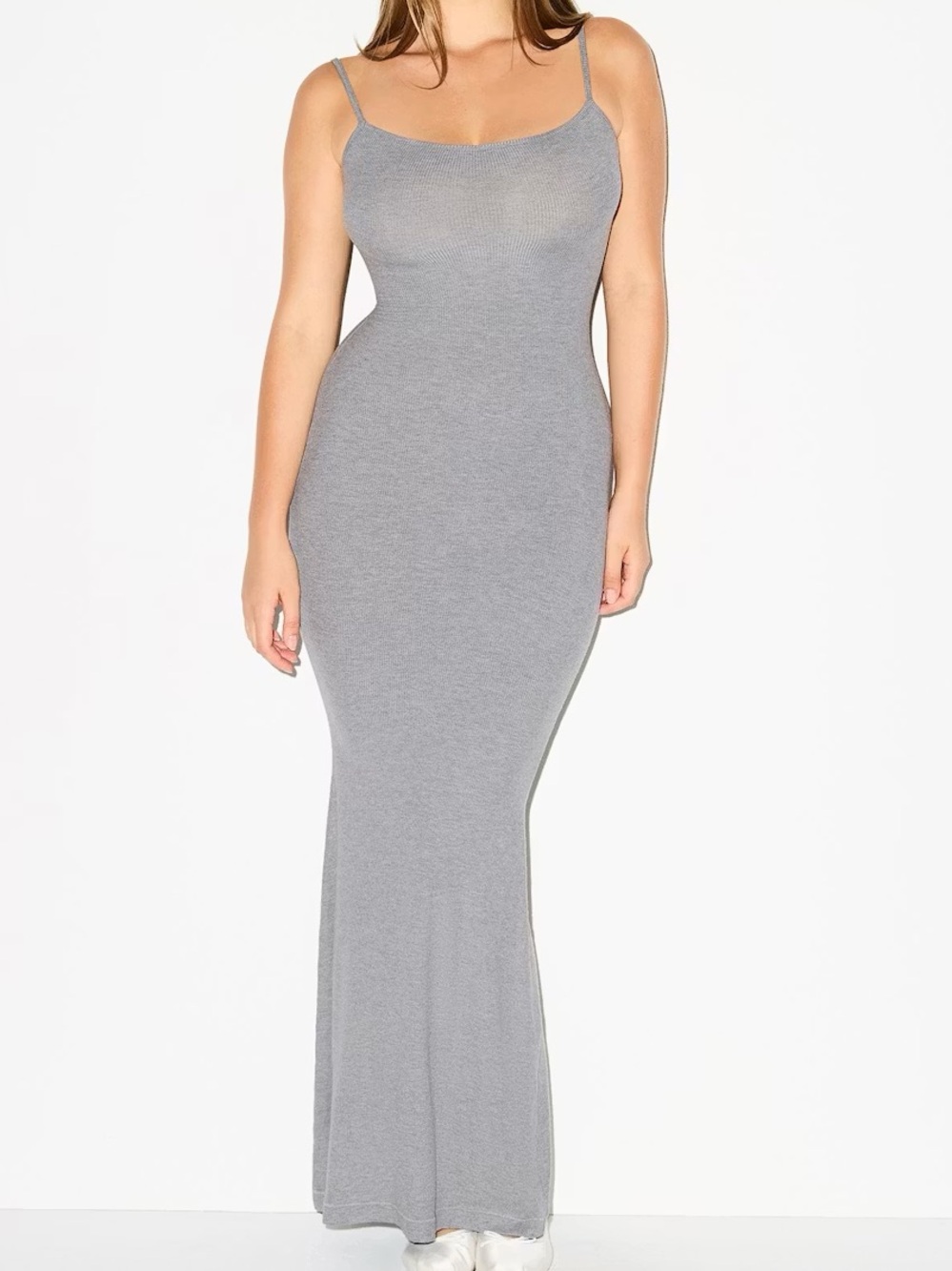 SKIMS SOFT LOUNGE LONG SLIP DRESS - Heather Grey